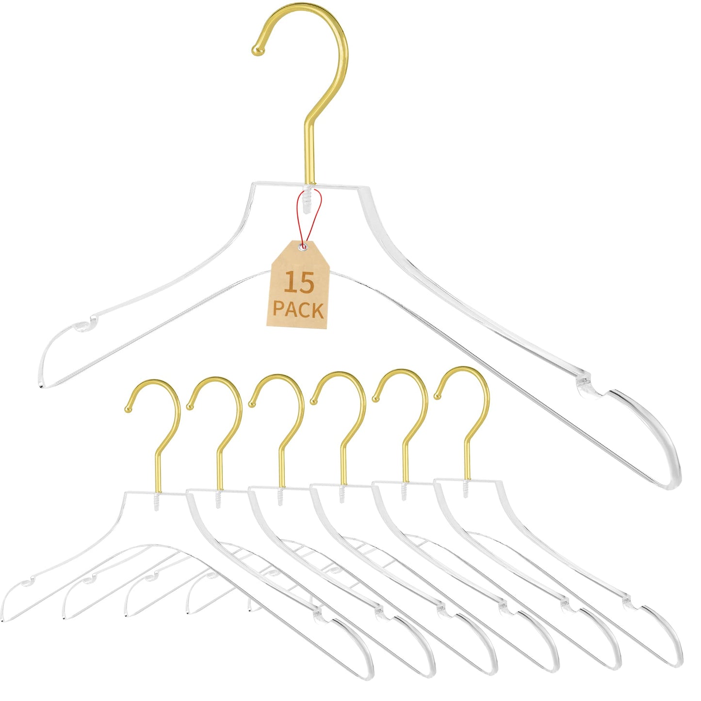 Acrylic Hangers Clear and Gold Premium Quality Clothes Hangers Standard Clothing