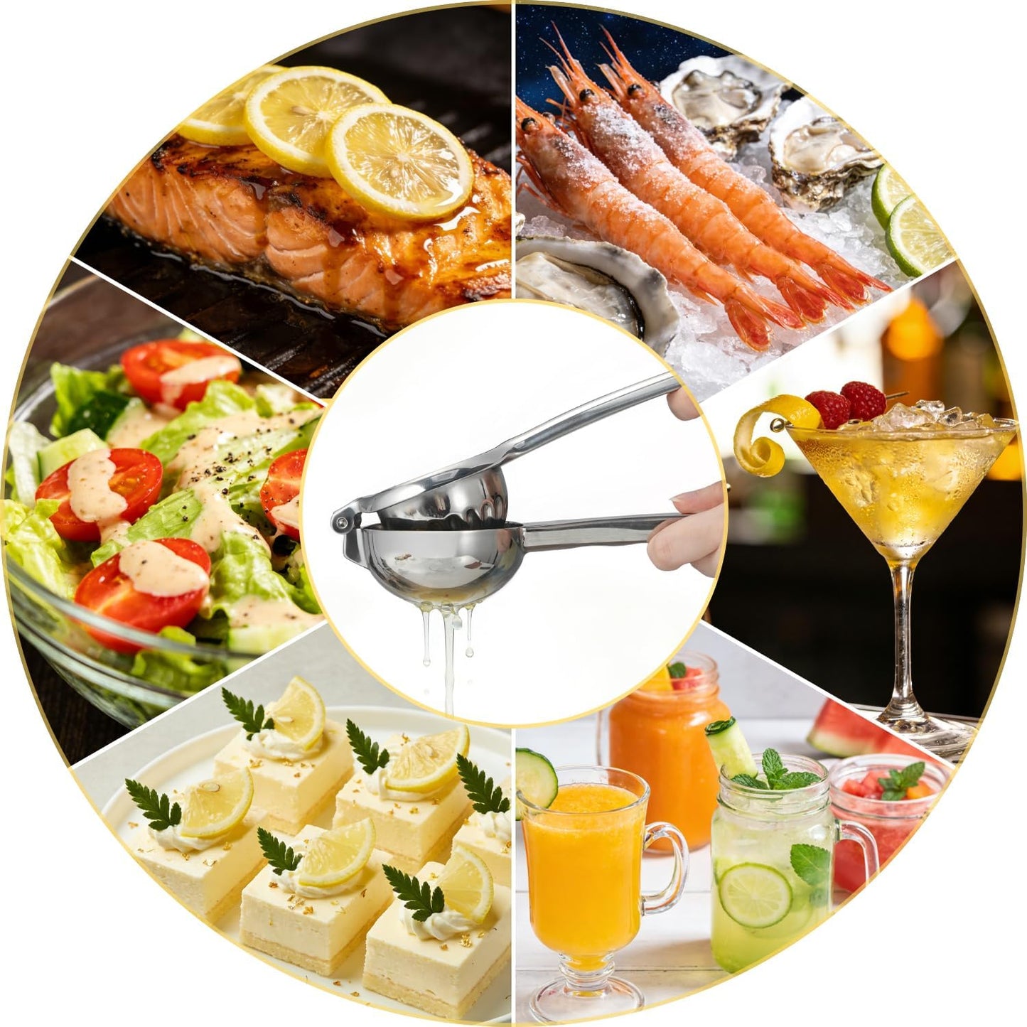 Sopito Stainless Steel Lemon Squeezer - Heavy Duty Citrus Juicer with Non-Slip Grip | Large Size