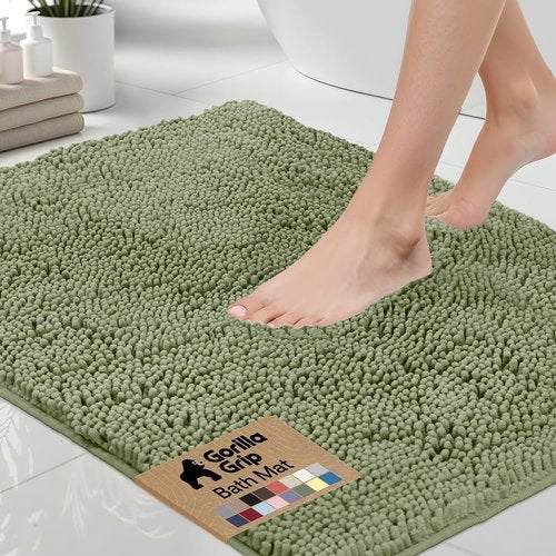 Gorilla Grip Bath Rug Mat - Soft Absorbent Chenille | Quick-Dry Microfiber 36x24 Sage Green