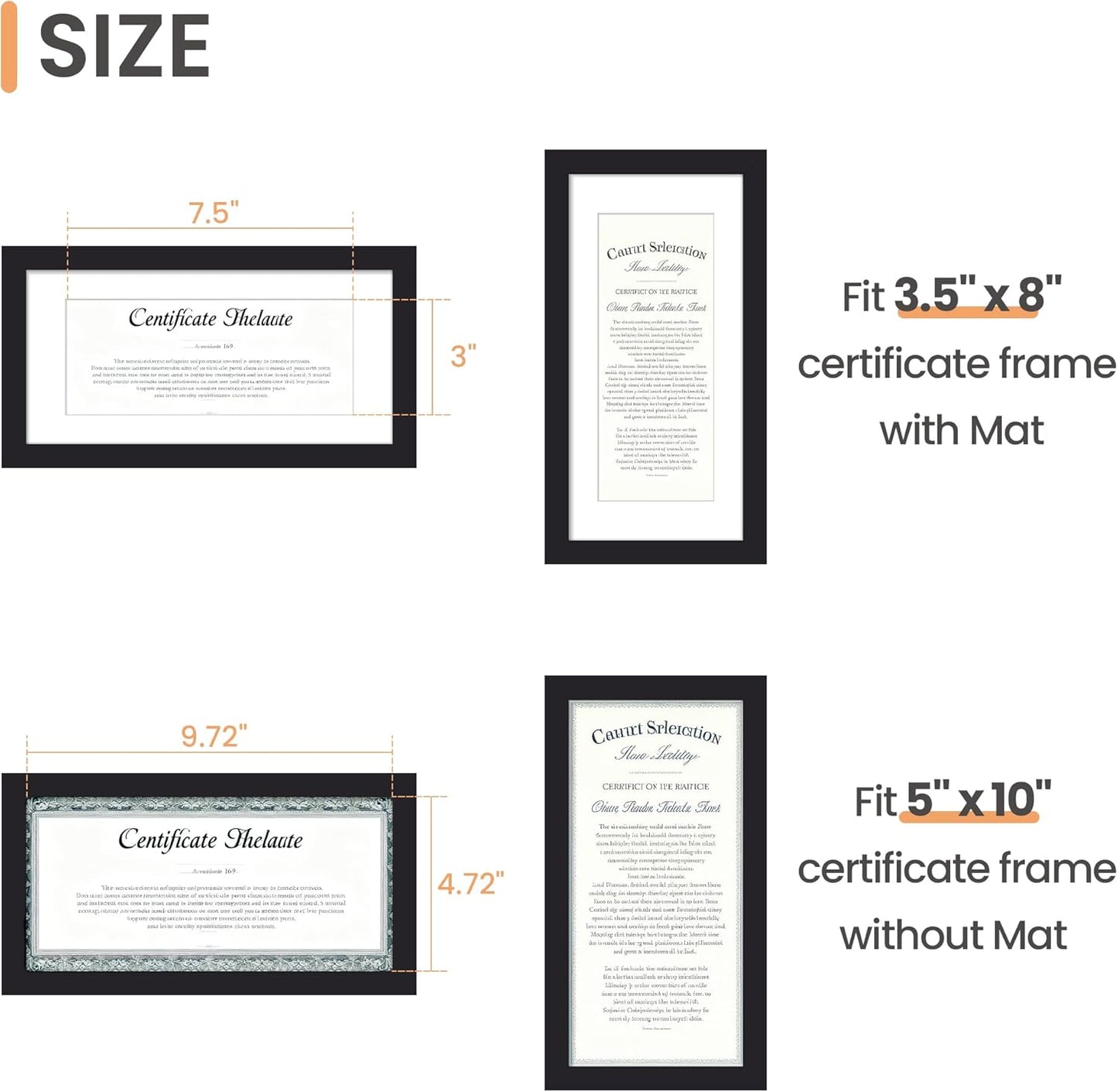 Upsimples Business License Frame - 5x10 Document Display with Mat | Black, Wall Hanging, 1 Pack