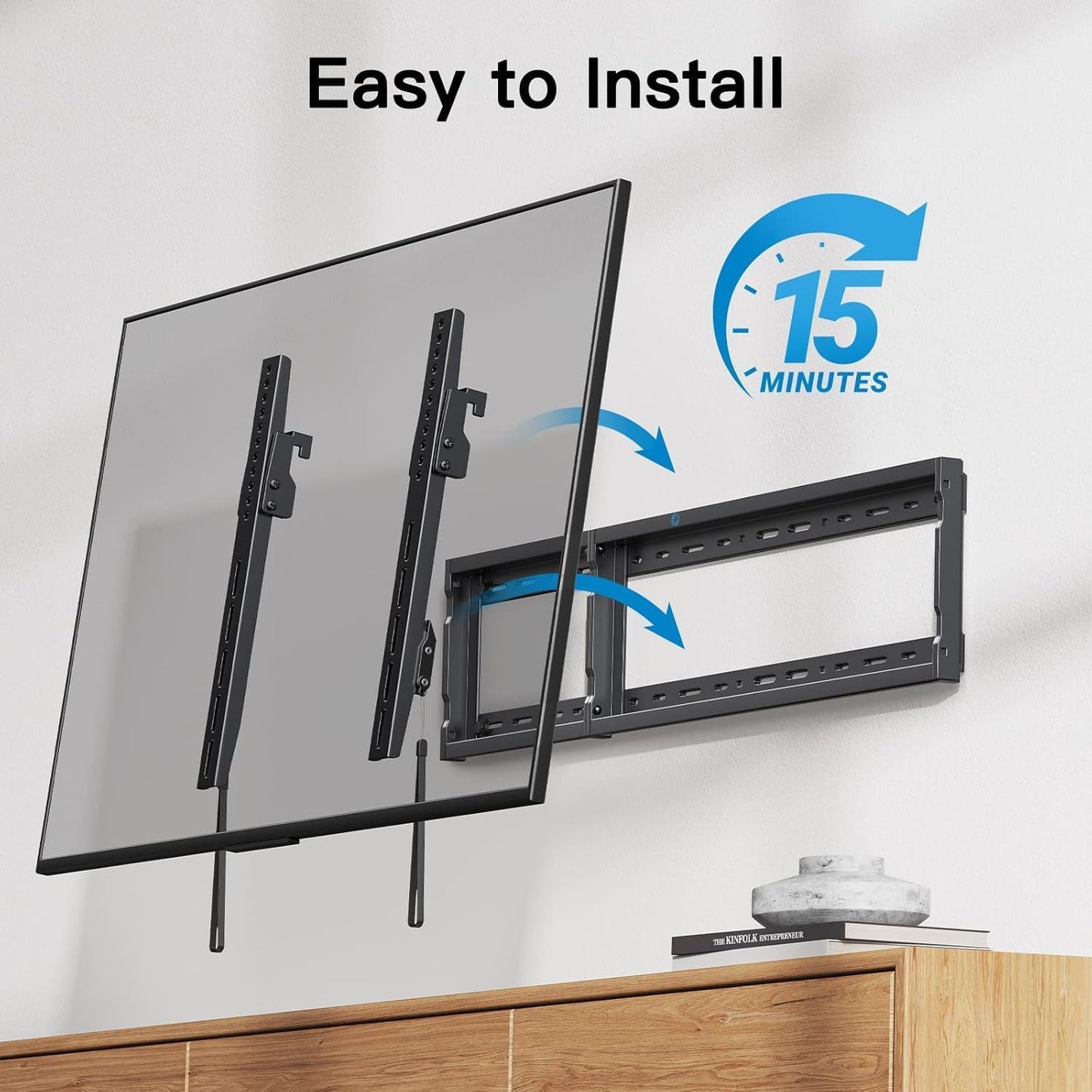 Pipishell Tilt TV Wall Mount Bracket - Low Profile for 37-90 Inch TVs | Fits 16"-24" Wood Studs, Max VESA 600x400mm, Holds 132lbs