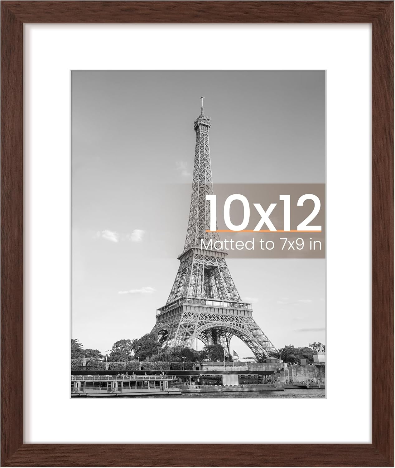 Upsimples 10x12 Picture Frame - Display 7x9 Photos with Mat or 10x12 Without | Brown, 1 Pack