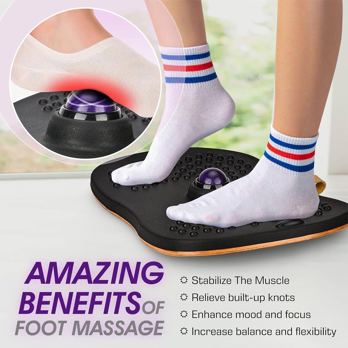Yes4All Wobble Board with Massage Ball for Standing Desk/Anti Fatigue Office Foam Pad - Standing Desk Mat, Office Accessories