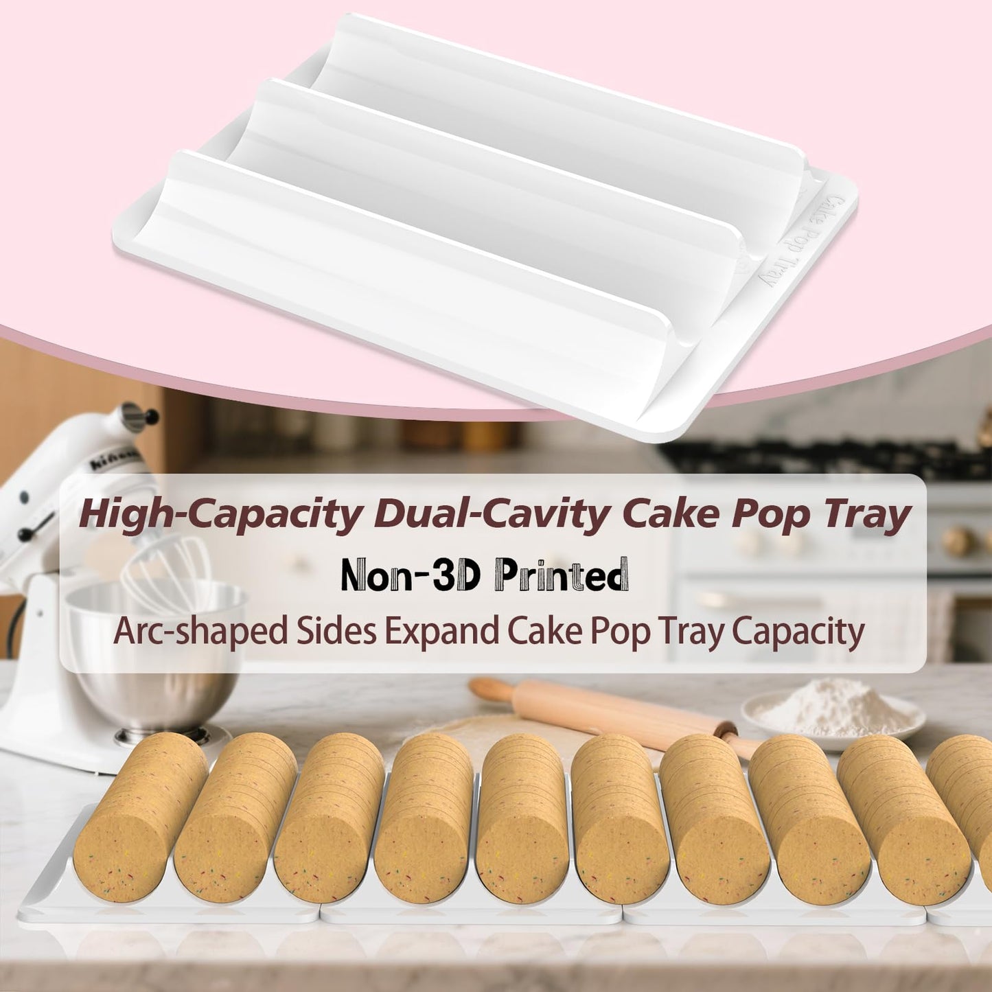 Cake Pop Cutter and Pusher with Tray - Circle Cake Pop Mold Set | Non-3D Printed | 1.75" Size | High-Capacity Dual-Cavity Cake Pop Tray | Smooth & Easy-Clean Surface (Cutter & Tray Set)
