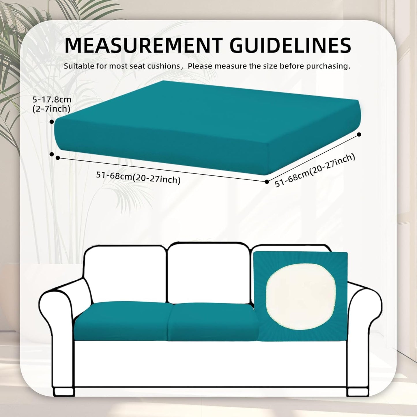 Skiennix 8-Piece Stretch Patio Cushion Covers - Washable Outdoor Sofa Slipcovers in Peacock Blue