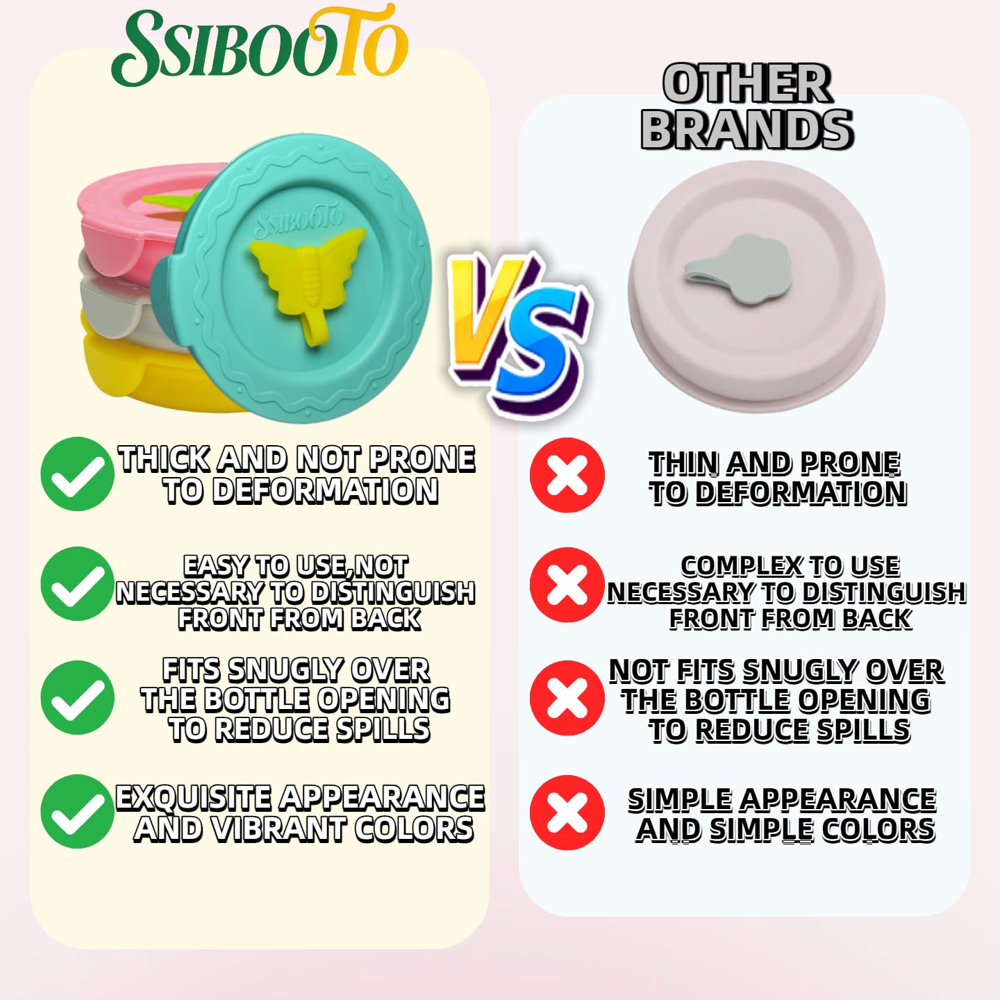 SSIBOOTO 4 Pack Silicone Mason Jar Lids with Straw Hole,Mason Jar Drinking Lids for Ball, Kerr and More,Fit Regular Mouth & Wide Mouth,Leak-Proof,Dishwasher Safe (Single Color)