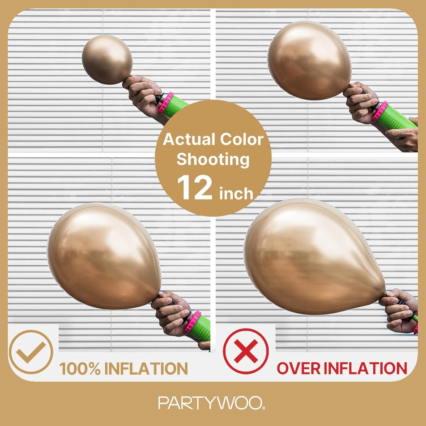 PartyWoo Metallic Gold Balloons - 120-Piece Chrome Balloon Arch Kit for Birthday & Wedding Decor | Various Sizes 5-18 Inch