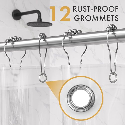 AmazerBath Shower Curtain Liner - 72 x 84 Inches PEVA Plastic with 3 Weighted Stones & Rustproof Grommets - Clear