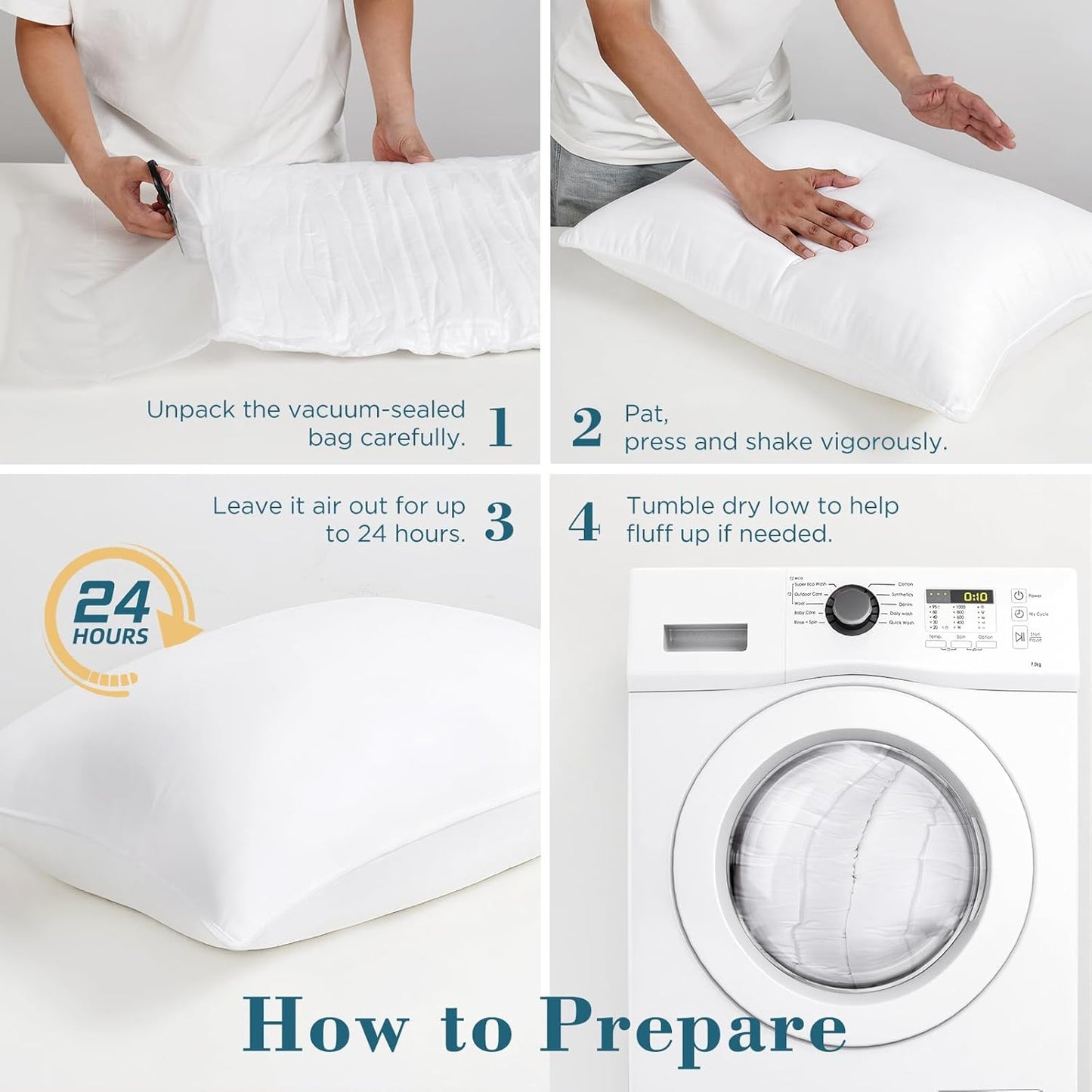 Viewstar Queen Size Bed Pillows - Soft Down Alternative for Back, Stomach & Side Sleepers | Hotel Collection, White Set of 2