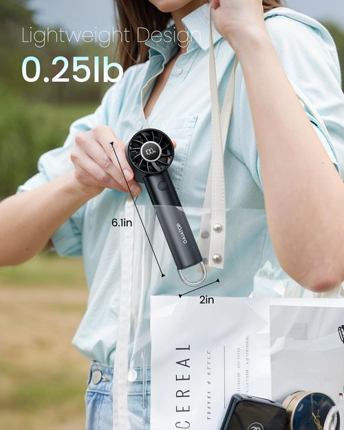 Gaiatop Portable Mini Fan - 3-Speed Handheld Cooling Fan with Power Display & Flashlight | USB Rechargeable, Lightweight, Black