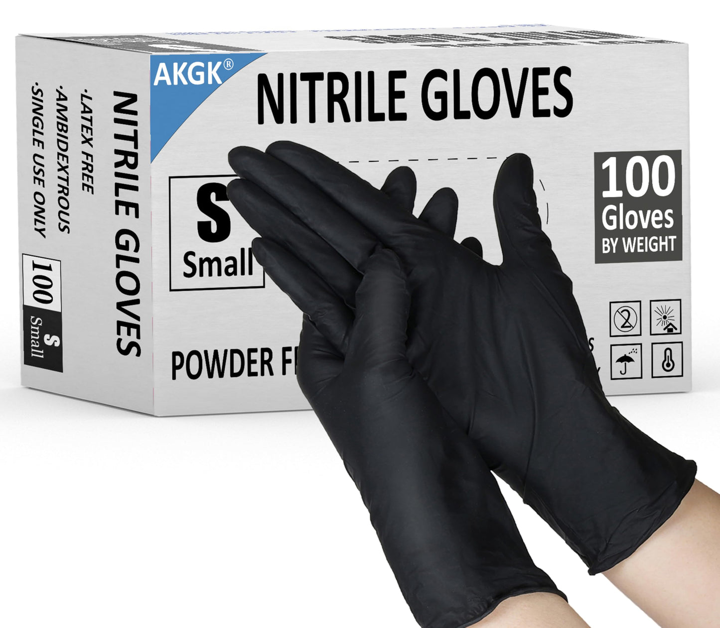 akgk Black Nitrile Disposable Gloves, 1000 PCS Exam Gloves, 4 Mil Large, Food Safe, Cleaning Gloves, Latex & Powder-Free(Case of 1000, 10 Boxes of 100)