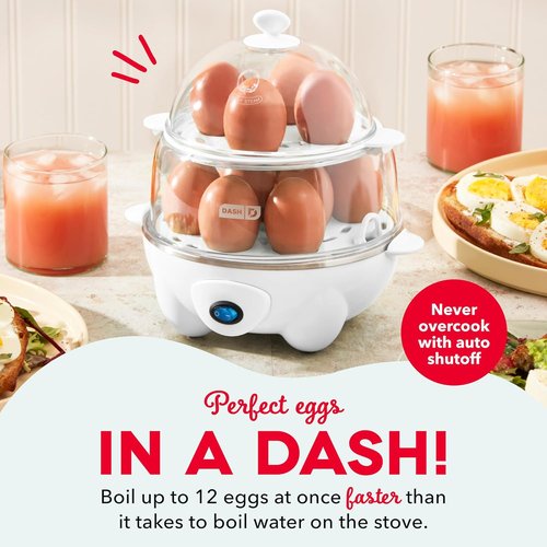 Dash Deluxe Egg Cooker | 3-in-1 Boiler, Poacher & Steamer - Holds 12 Eggs - BPA Free & Dishwasher Safe