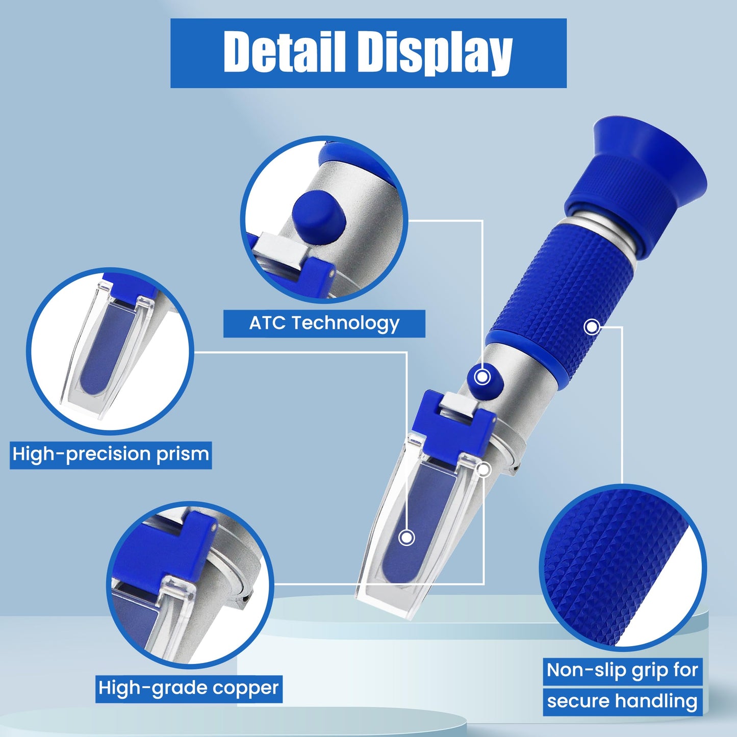 AMTAST DEF Refractometer 0-40% AdBlue Diesel Exhaust Fluid Urea Concentration Refractometer Hand Held Refractometer with ATC for Automotive Diesel, Made of Copper Not Cheap Aluminum (Model AMR001)