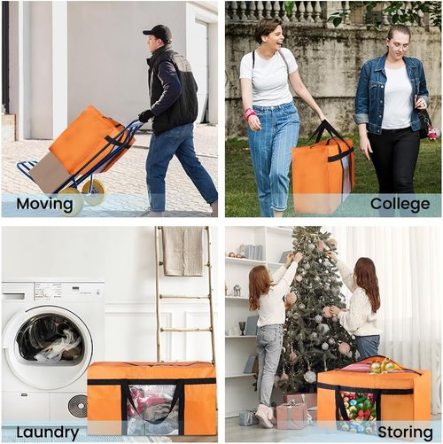 CIVJET Heavy-Duty Extra Large Moving Bags - 6 Pack with Reinforced Zippers & Handles | Clear Storage Totes for Clothes & Camping Essentials