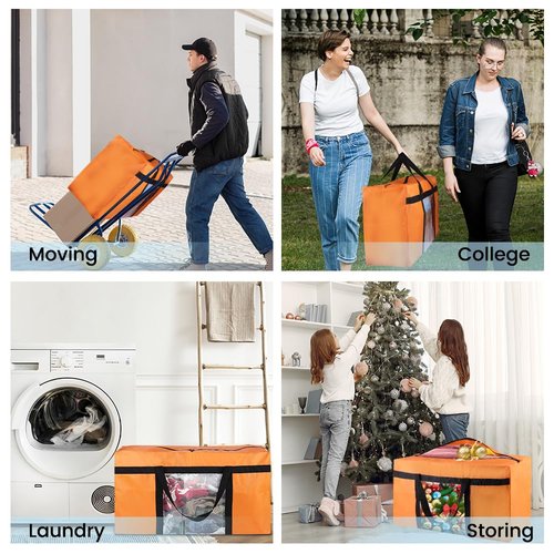 CIVJET 6 Pack Moving Bags Heavy Duty Extra Large, Moving Supplies&Boxes with Reinforced Zippers and Handles, College Clear Packing Bags for Moving Clothes, Storage Bags Moving Totes Camping Essentials