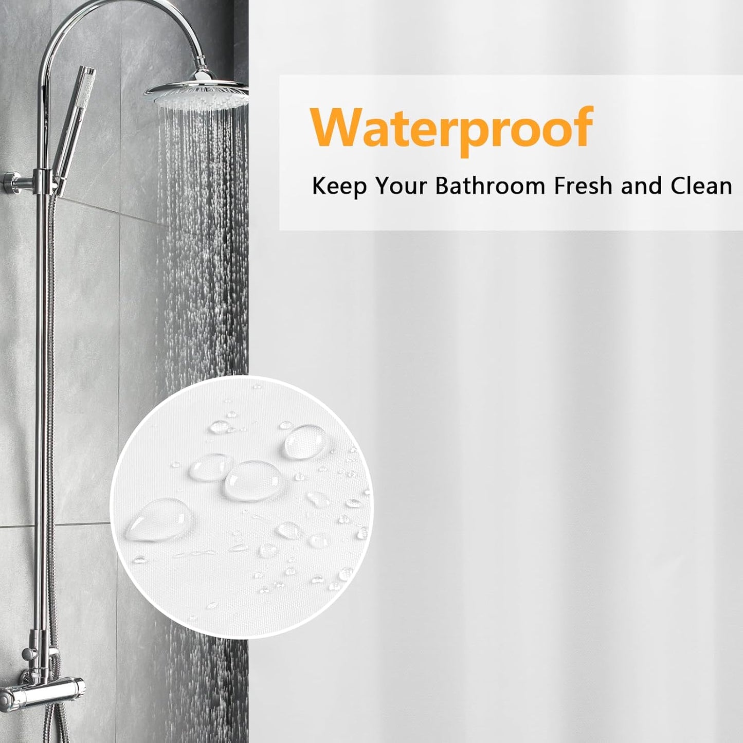 Seenus Waterproof Shower Curtain Liner - Odorless Hotel Quality, 72 x 72 Inch, Washable White with 3 Extra-Large Magnets