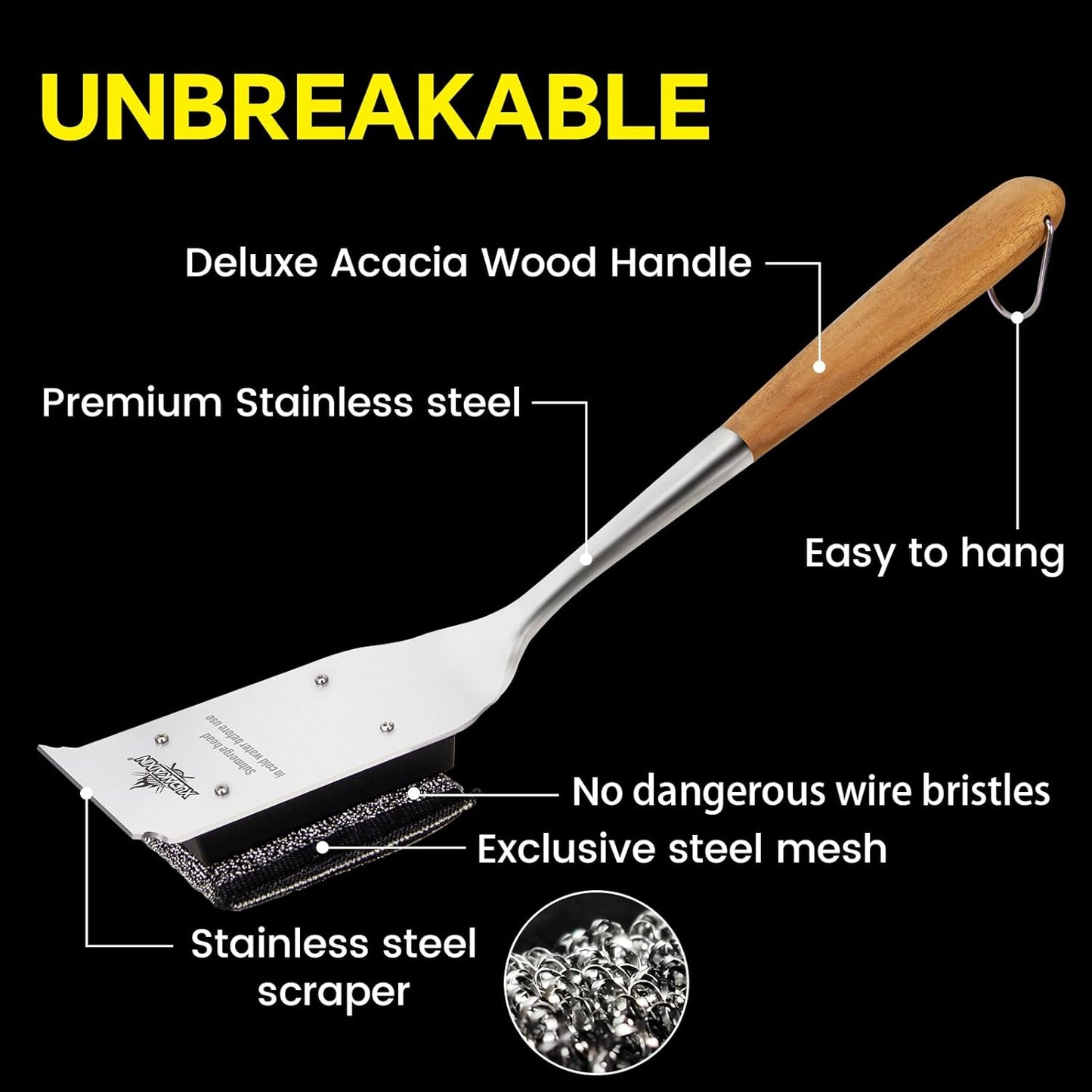 XUDAKAIXIN Grill Brush - Bristle-Free Design with 5 BBQ Replacement Heads | Perfect for Cast Iron & Stainless Steel Grates