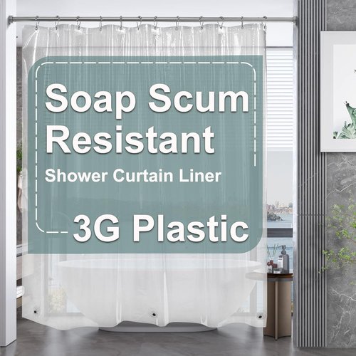 AmazerBath Clear Shower Curtain Liner - Waterproof PEVA with 3 Magnets & 12 Rustproof Grommets | 72x72 Inches