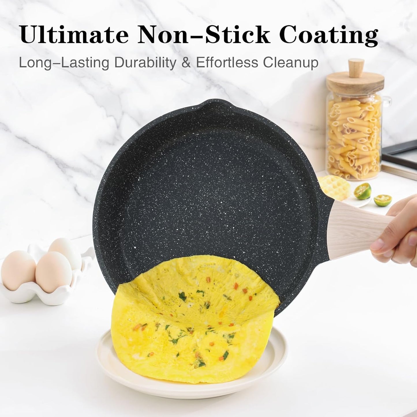 Kordisen Nonstick Frying Pan - 12.5 Inch Granite Skillet | Healthy, Induction Compatible & PFOA Free