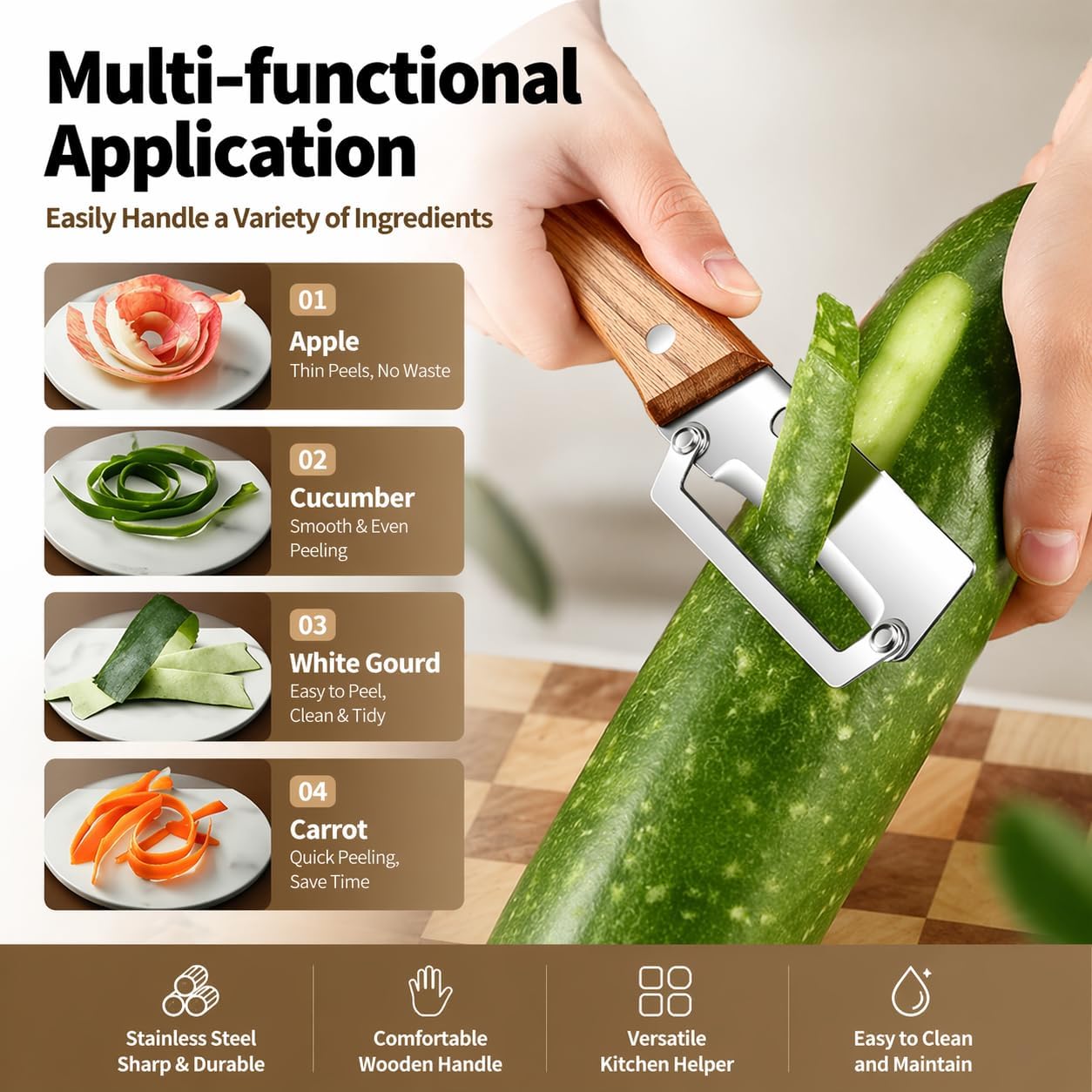 Skiennix Multifunctional Stainless Steel Kitchen Peeler - Durable Non-Slip Handle for Easy Vegetable and Fruit Peeling