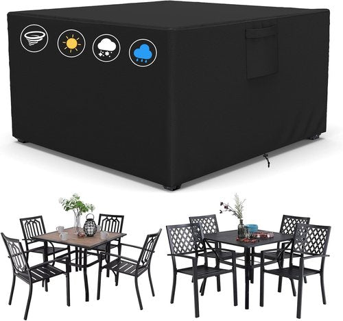 AKEfit Heavy-Duty Waterproof Patio Furniture Covers - Black Square/Rectangle 78"L x 78"W x 33"H