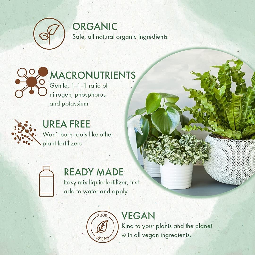 Organic Indoor Plant Food - All-Purpose Liquid Fertilizer for Houseplants & Outdoor Pots | 8 oz