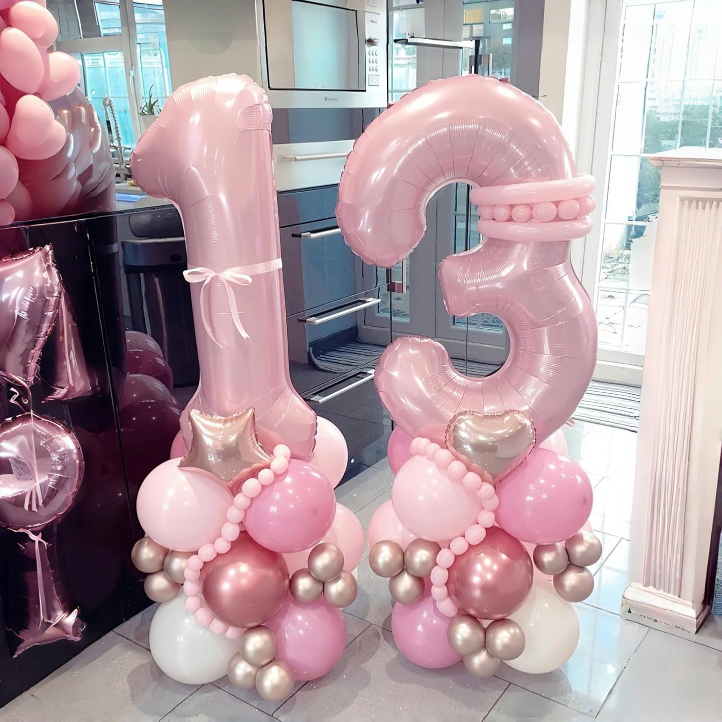 Pastel Pink Helium Foil Number Balloons - 40 Inch Self-Inflating Birthday Party Decor | 0-9