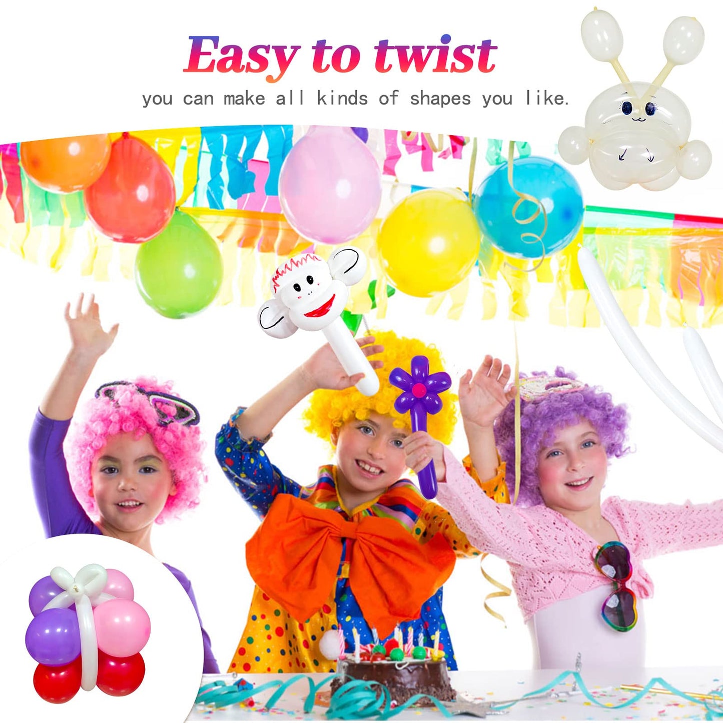 ZBYDNG 260 Balloons Clear, Thickening Long Balloons for Tying Arch, Twisting Latex Animals Magic Modeling Skinny Birthday Balloon for Kid‘s Party Wedding Decoartion Supply 100pcs
