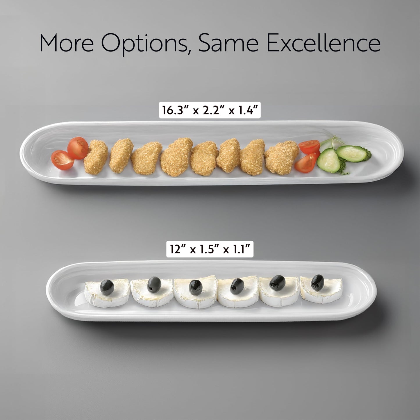 Restaurantware Siluro 16.3 Inch Olive Tray 1 Narrow Olive Plate - Microwave-Safe Oven-Safe White Porcelain Narrow Serving Tray Chip-Resistant For Olives Or Cheeses