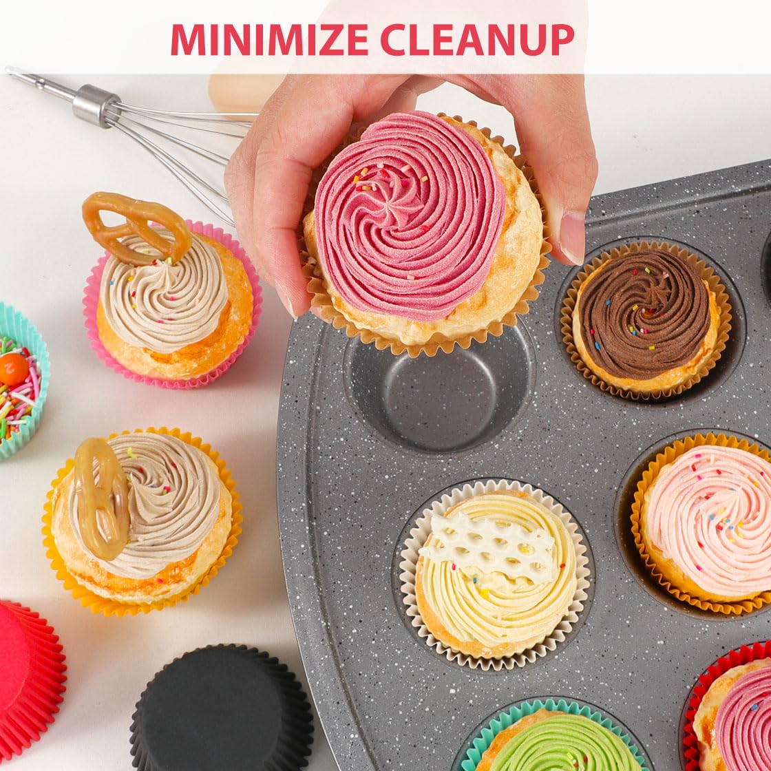 Standard Red Cupcake Liners for Baking 200 Counts - Caperci Greaseproof Muffin Baking Cups for Wedding Birthday Party Baby Shower Festivals (Red)