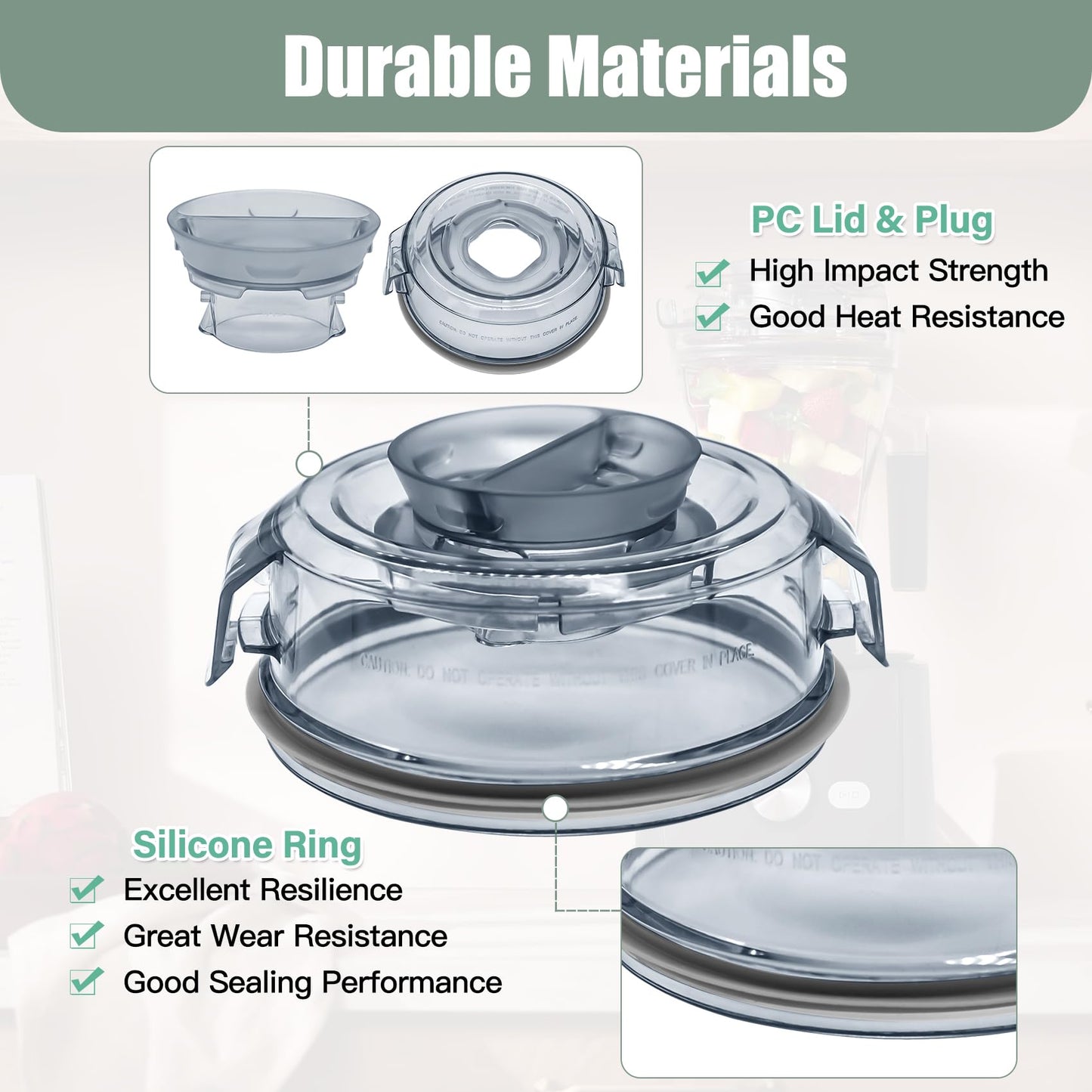 WSEYU Replacement Lid Compatible with 48 oz Container A3500 A2500 A3300 A2300, Top Cover Replacement for X Blender X2 X4 X3 X5 Pitcher 48oz with Self-Detect, BPA Free