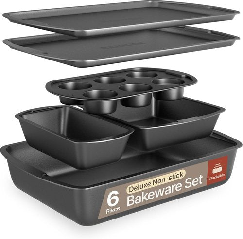 Bakken Swiss - 6-Piece Bakeware Set | Deluxe Non-Stick Carbon Steel Pans for Home & Professional Cooking