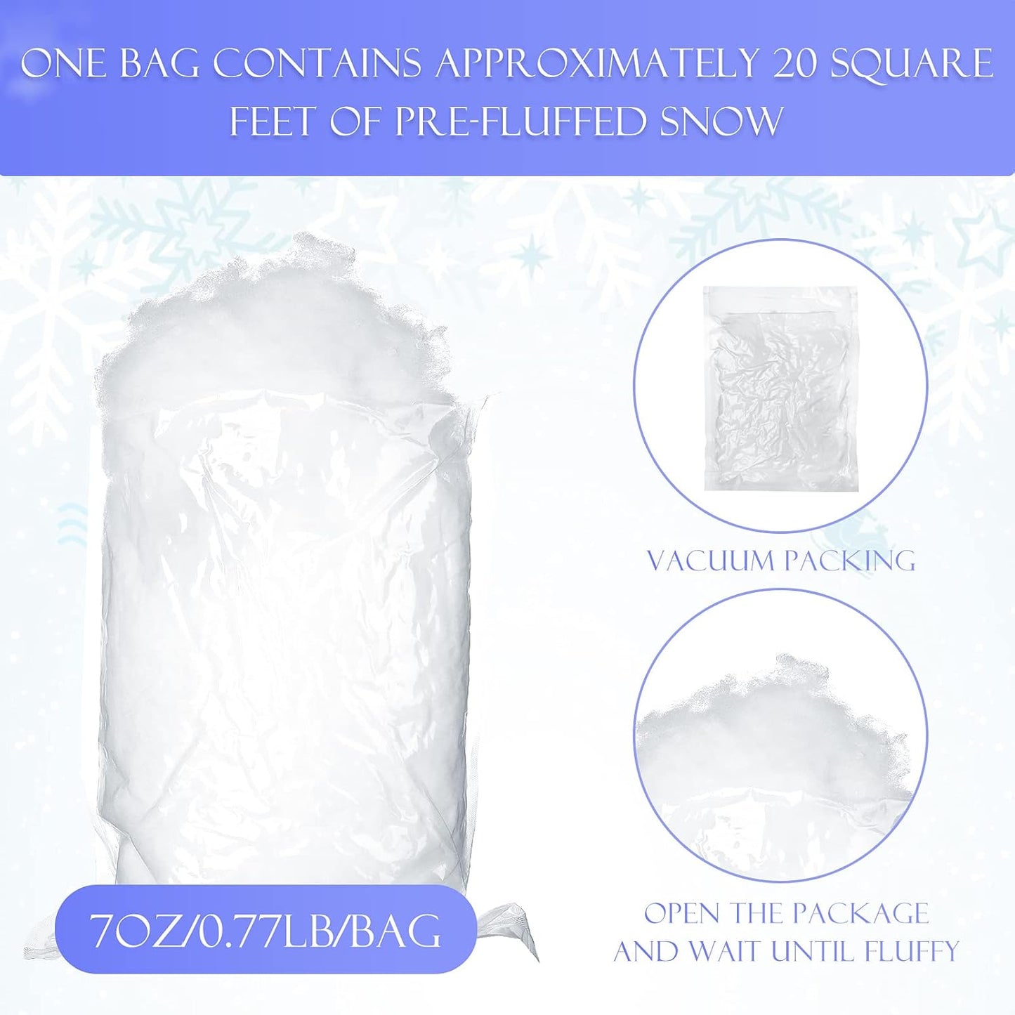 Tatuo Christmas Fake Snow | Fluffy Artificial Snow Blanket for Holiday Decor - 5.3 oz Bags