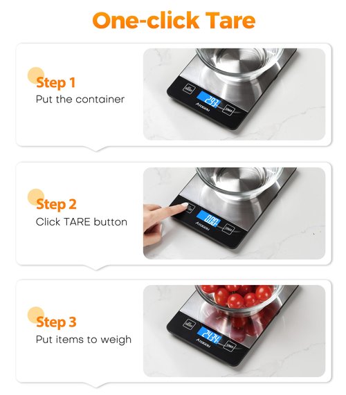 Atogou Food Scale - 33lb Digital Kitchen Scale Ounces Grams, Rechargeable & Full-View Display, Water-Resistant, Batteries or USB-C Charging, Stainless Steel, for Cooking, Meal Prep, Package (Black)