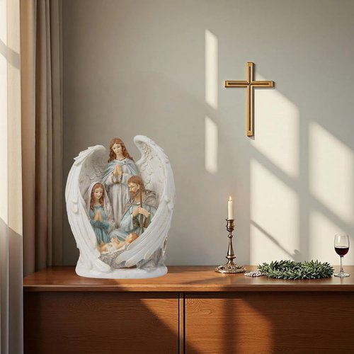Braxio Indoor Nativity Angel Set - Holy Family Tabletop Christmas Decorations | 10x6.5x12.4 Inch