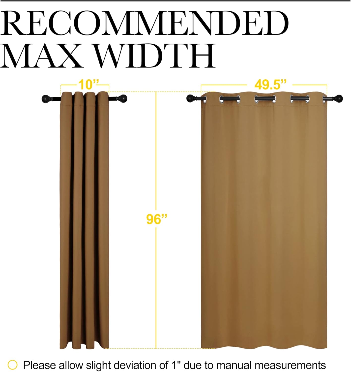 NICETOWN Blackout Curtains - Noise Reducing & Draft Blocking | 96-Inch Length, Gold Brown (2 Panels)
