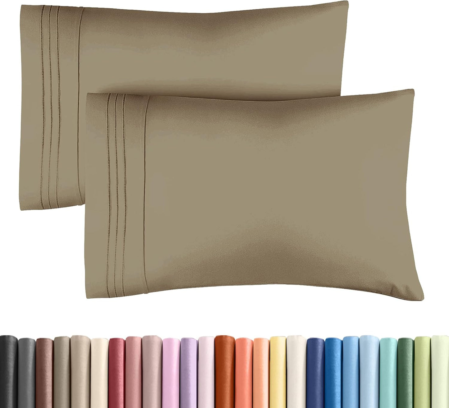King Pillow Cases by [Brand Name] - Ultra Soft Hotel Quality Covers | Wrinkle-Free & Stain Resistant - 2 Piece Set in Khaki