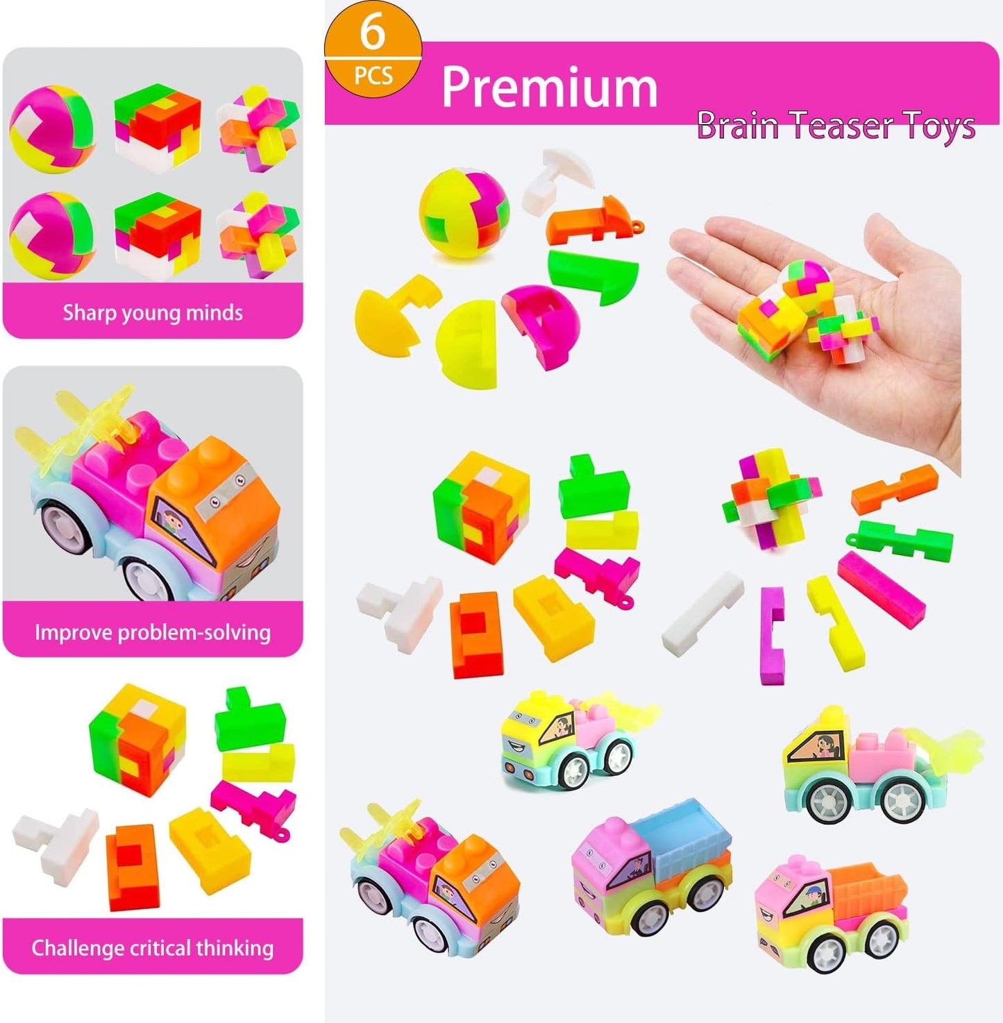 Skiennix 136 Pcs Kids Party Favors - 5-in-1 Classroom Prize Box for Ages 4-10 | Carnival Treasure Box Stuffers