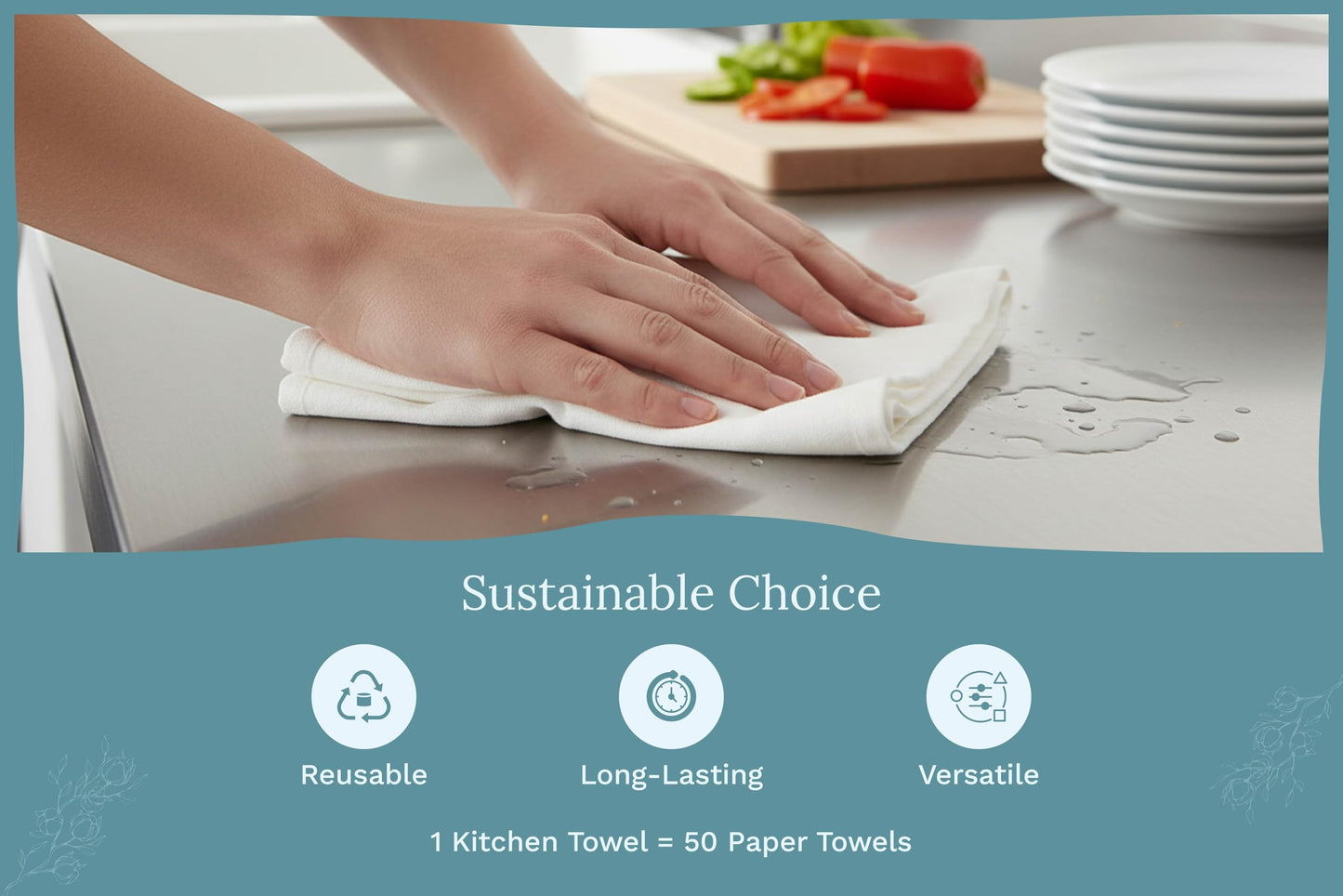 Organic Cotton Flour Sack Kitchen Towels - 10 Pack, Off-White Organic Cotton Tea Towels - Extra Large Flour Sack Cotton Dish Towels- Lint-Free Unbleached Kitchen Towels - 27"x27" (Off-White - 10 Pack)