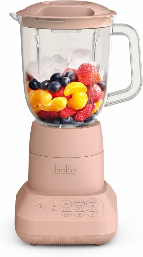 Bella 10-Speed Countertop Blender - Slim Flip & Store Design | 48oz Dishwasher Safe Pitcher, Stainless Steel Blade, 450W