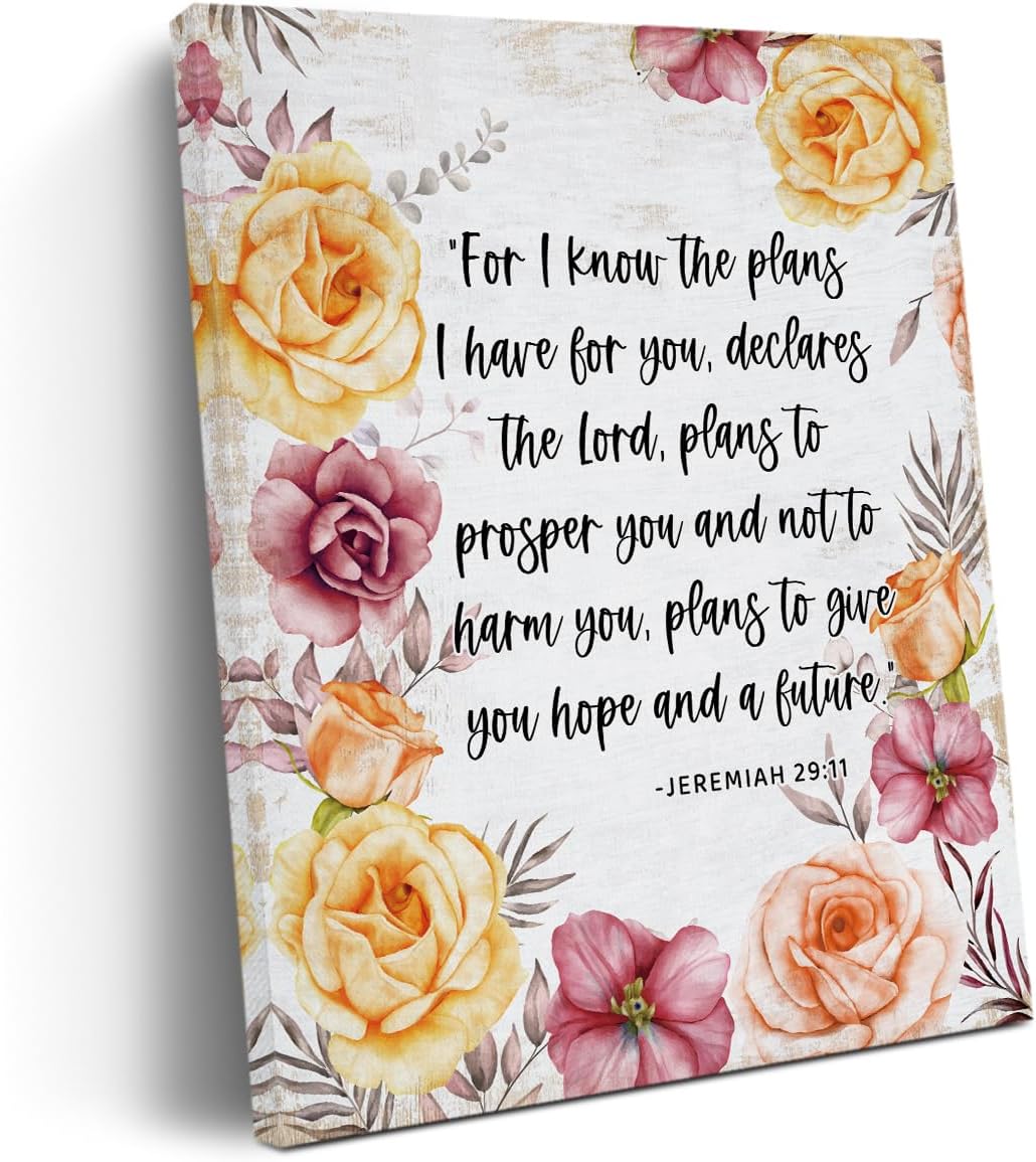 Skiennix Motivational Christian Wall Art - Inspirational Sunflower Canvas Decor for Home & Office | 11.4x15 Inch Framed