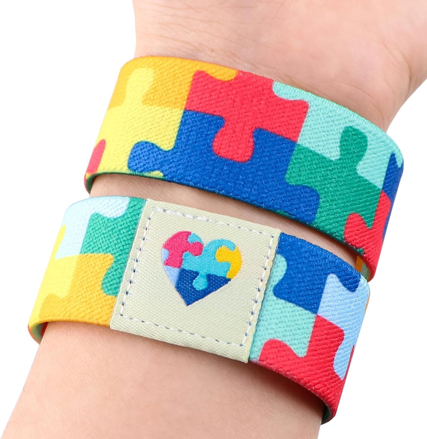 Nanafast Autism Awareness Bracelet - Colorful Elastic Wristband for Adults & Kids