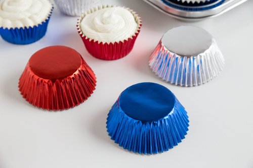 Fox Run Patriotic Foil Muffin and Cupcake Liners, Set of 45, Standard Size Wrappers