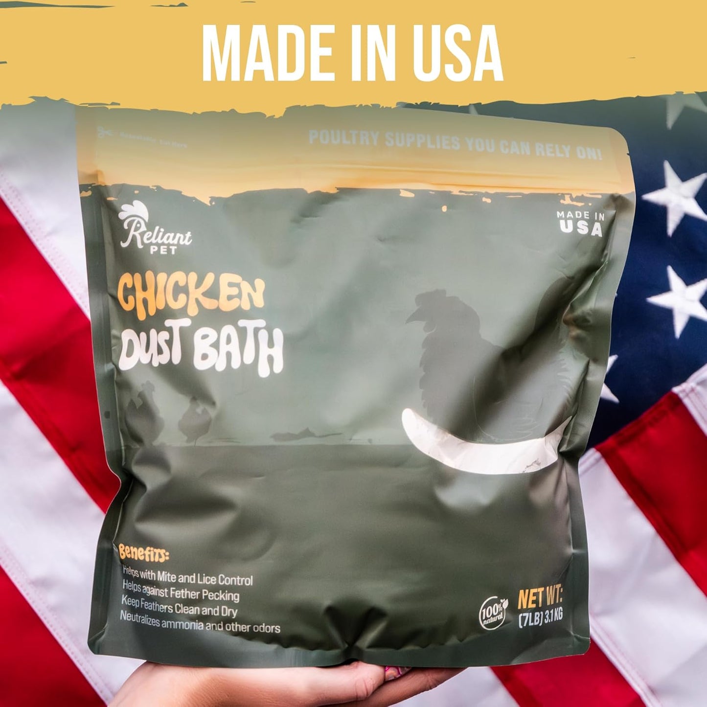 Reliant Pet Chicken Dust Bath - Natural 7lbs Dust for Chickens | Made in USA Poultry Dust Powder