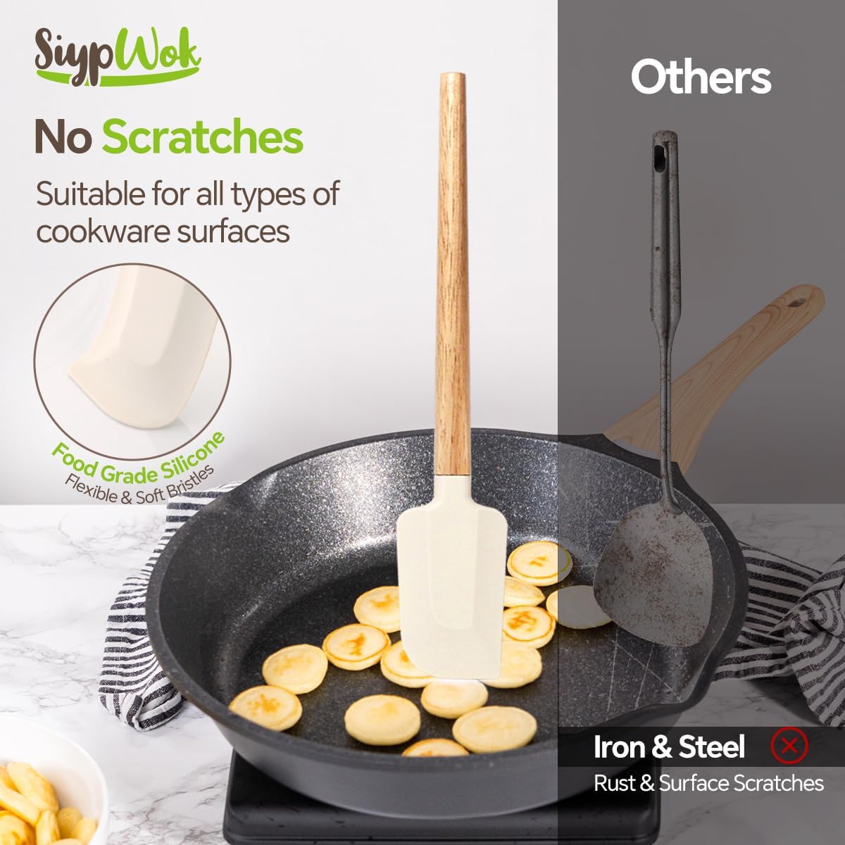 Silicone Spatula Set - Food Grade Rubber Kitchen Tools | 4-Piece Nonstick Heat Resistant Up to 600°F