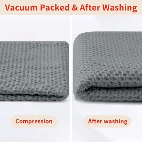 Homaxy 100% Cotton Waffle Weave Kitchen Dish Towels, Ultra Soft Absorbent Quick Drying Cleaning Towel, 13 x 28 Inches, 4-Pack, Grey