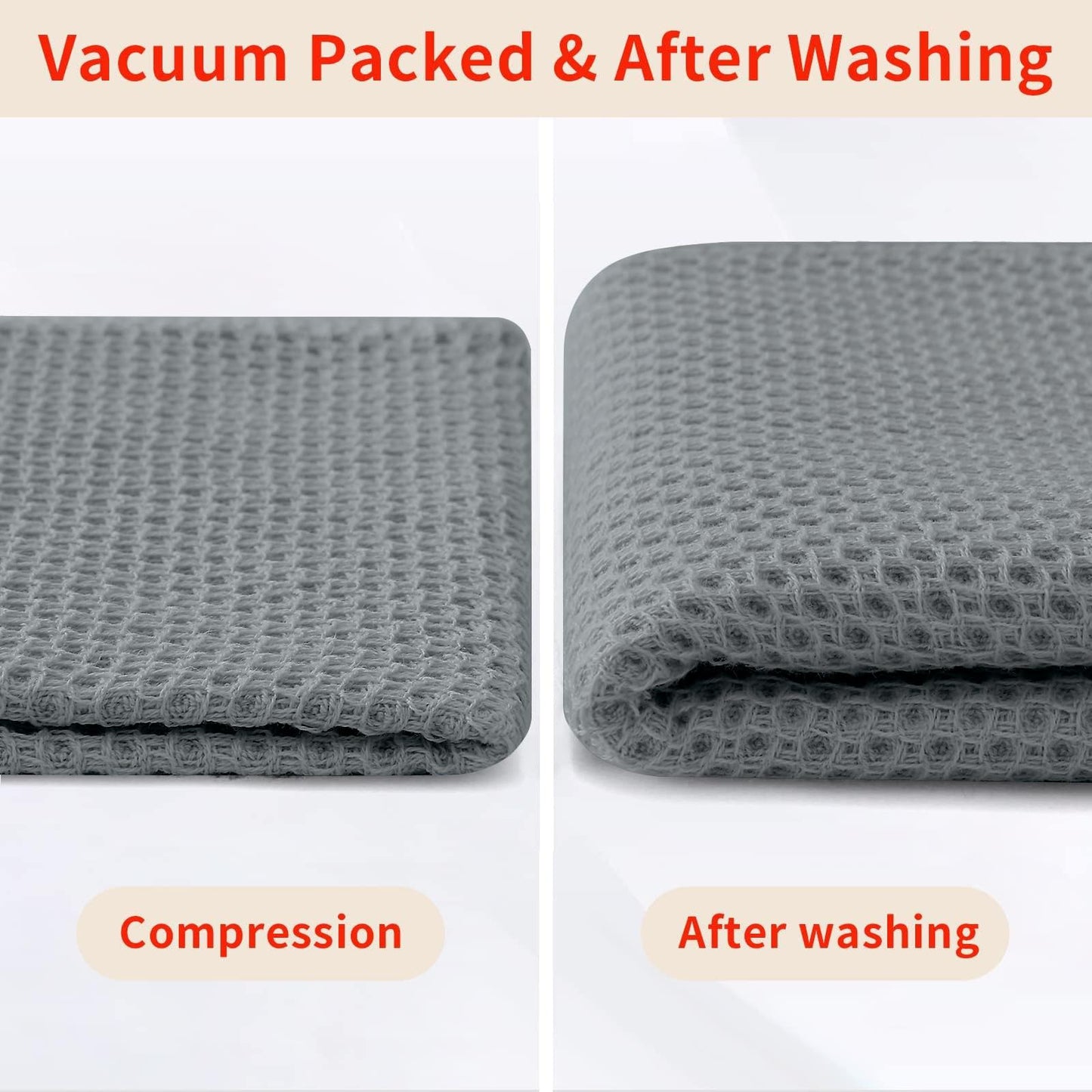 Homaxy 100% Cotton Waffle Weave Kitchen Dish Cloths, Ultra Soft Absorbent Quick Drying Dish Towels, 12 x 12 Inches, 12-Pack, Grey