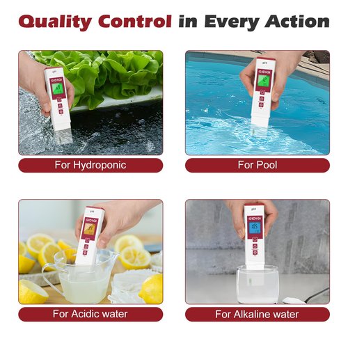 GIDIGI pH Meter for Water with Color Display pH Test Strip Function Pro Digital pH Level Tester ATC pH Calibration Kits Water Quality Tester for Pool Spa Hot Tub Hydroponics Aquarium Drinking Water