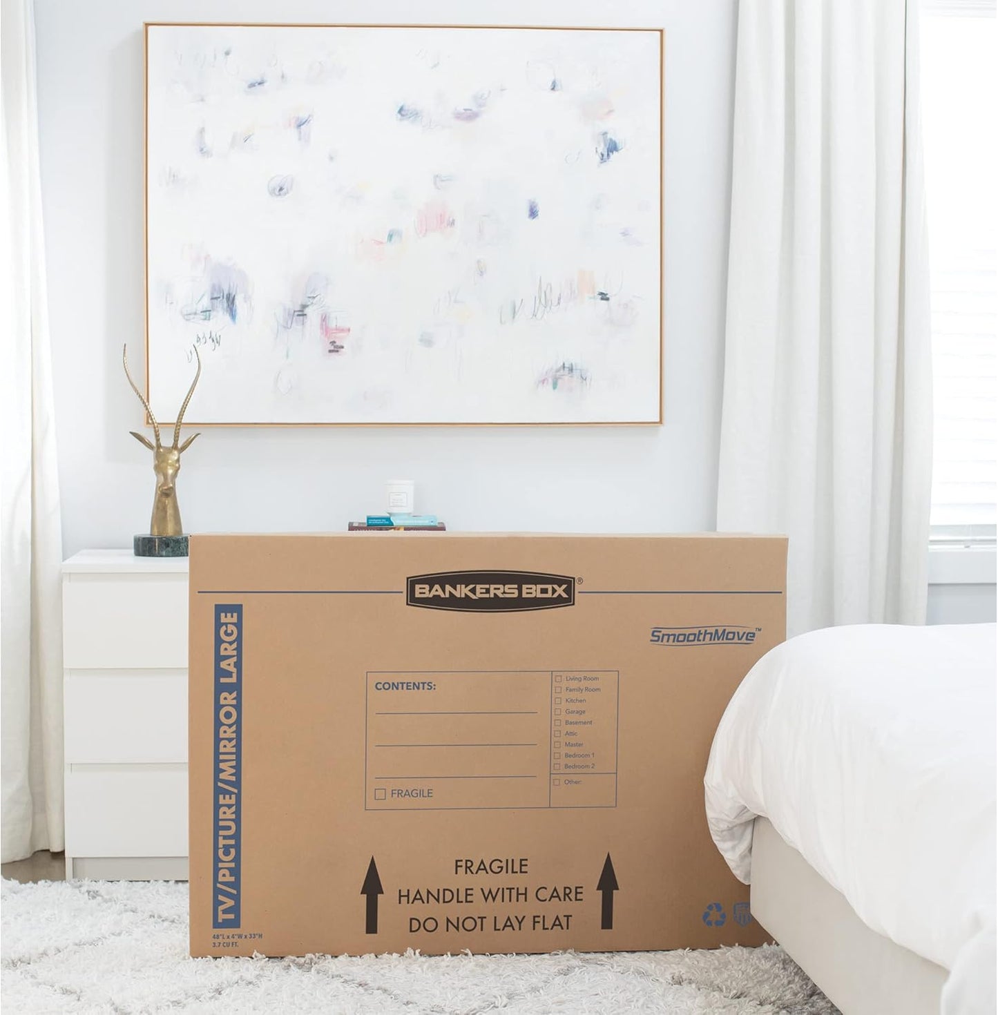 Bankers Box Moving Box - Large 4 Pack for TVs & Mirrors Up to 55" | 48" x 4" x 33" Dimensions