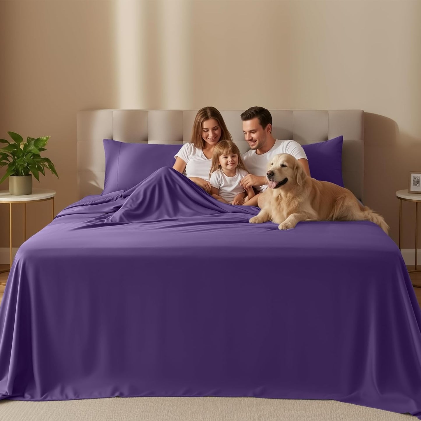 Utopia Bedding King Size Sheet Set - Soft, Breathable Microfiber, 4-Piece in Eggplant | Oeko Tex Certified